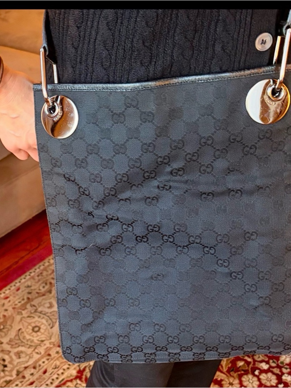 Gucci Black GG Monogram Crossbody Bag Like New - Picture 4 of 8
